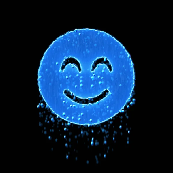 Símbolo molhado sorriso feixe é azul. Gotejamento de água — Fotografia de Stock