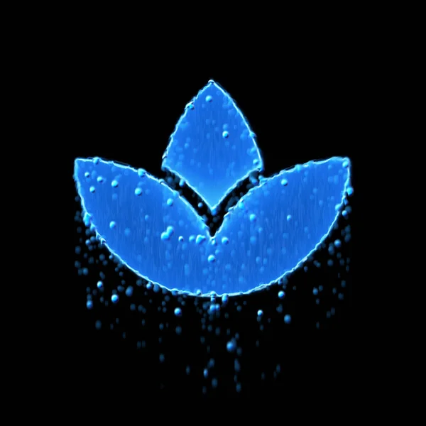 Wet symbol spa lotus is blue. Water dripping — Stock Photo, Image