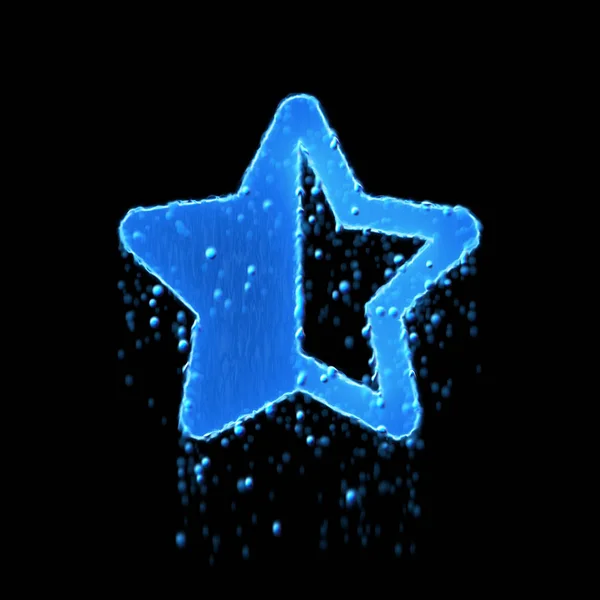 Natte symbool ster helft is blauw. Druppelend water — Stockfoto