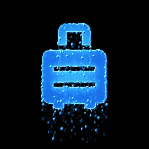 Wet symbol suitcase rolling is blue. Water dripping — 스톡 사진