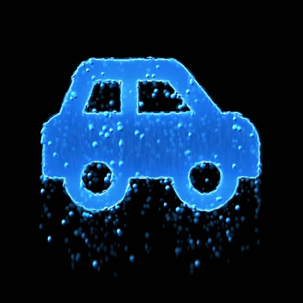 Wet symbol car side is blue. Water dripping — 스톡 사진