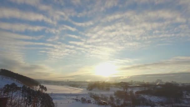 Efeito Falha Panorama Cidade Ecaterimburgo Vista Das Montanhas Uktuss Vídeo — Vídeo de Stock