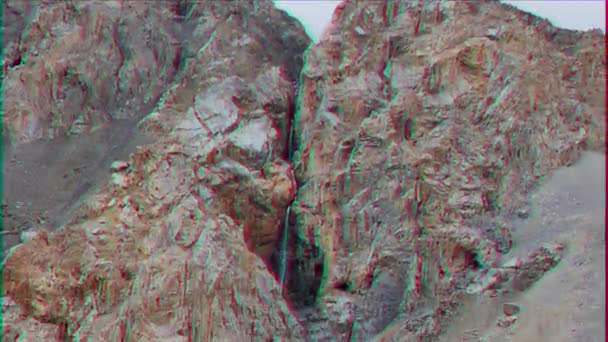 Glitch Effekt Övre Vattenfallet Barskoon Gorge Video Ultrahd — Stockvideo