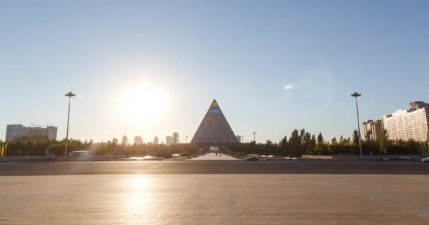 Glitch Effekt Astana Kasachstan September 2016 Palast Des Friedens Und — Stockvideo