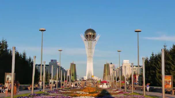 Efeito Falha Astana Cazaquistão Agosto 2016 Bayterek Ponto Interesse Central — Vídeo de Stock