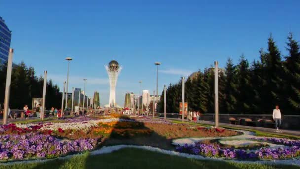 Ефект Глюка Астана Казахстан Серпня 2016 Байтерек Центральна Точка Інтересу — стокове відео
