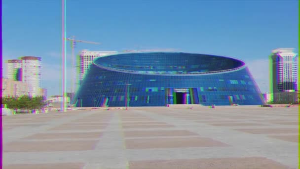 Glitch Hatása Astana Kazahsztán Augusztus 2016 Kazah Nemzeti Művészeti Egyetem — Stock videók