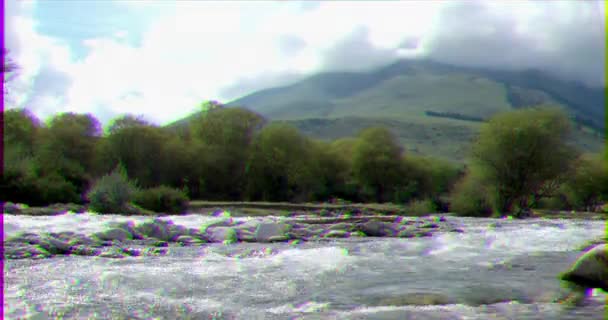 Glitch Effekt Semyonovskoe Gorge Floden Suu Issyk Kul Kirgizistan Video — Stockvideo