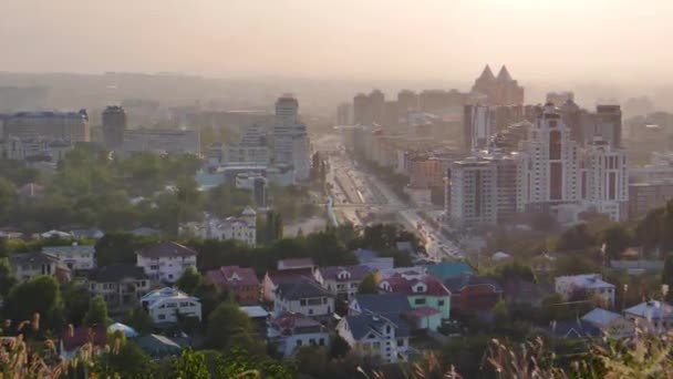 Efeito Falha Vista Geral Prospecto Farabi Almaty Cazaquistão Vídeo Ultrahd — Vídeo de Stock