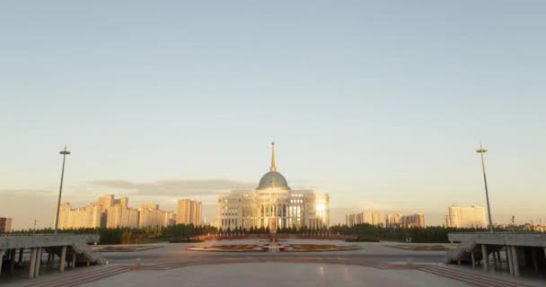 Effet Scintillant Palais Présidentiel Akorda Coucher Soleil Astana Kazakhstan Time — Video