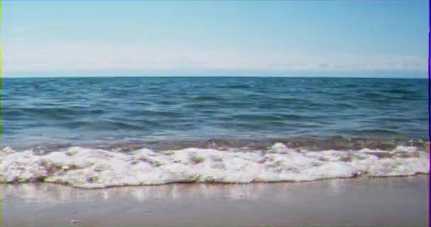 Effetto Glitch Surf Sul Lago Issyk Kul Sullo Sfondo Delle — Video Stock