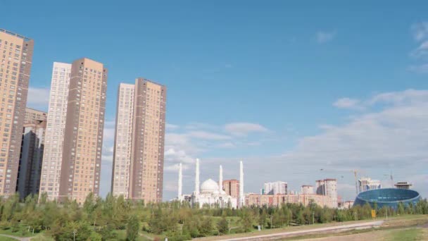 Efeito Falha Mesquita Sultão Hazrat Dia Almaty Cazaquistão Time Lapse — Vídeo de Stock