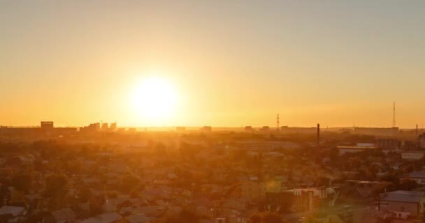 Efeito Falha Pôr Sol Sobre Cidade Karaganda Cazaquistão Timelapse Vídeo — Vídeo de Stock