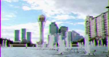 Astana, Kazakistan-5 Eylül 2016: Baiterek-yeni Astana 'nın merkezi noktası, nur-Sultan. Video. Glitch etkisi