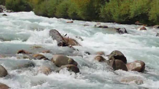 Efekt Glitch Górska Rzeka Chon Suu Wąwóz Grigoriev Jezioro Issyk — Wideo stockowe
