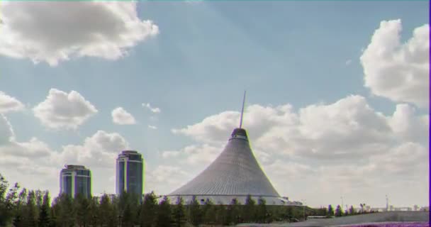 アスタナ カザフスタン 2016年9月5日 形状のマーキーに建てられたショッピングセンター ズーム カーン シャティル タイム ラプス スルタンビデオ — ストック動画