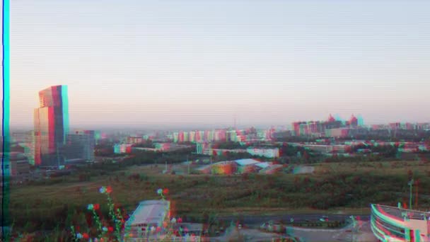 Effet Scintillant Coucher Soleil Sur Ville Alma Ata Kazakhstan Temps — Video