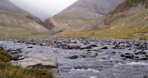 Efecto Fallo Técnico River Suek Región Issyk Kul Kirguistán Vídeo — Vídeos de Stock