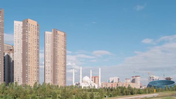 Efecto Fallo Técnico Mezquita Sultán Hazrat Almaty Kazajstán Time Lapse — Vídeos de Stock