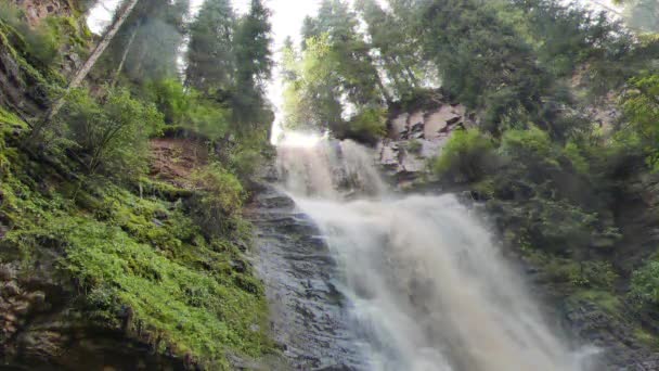Glitch Effect Waterfall Maiden Tears Valley Jets Oguz Issyk Kul — Stock Video