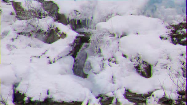 Glitch Effekt Frozen Creek Video Ultrahd — Stockvideo