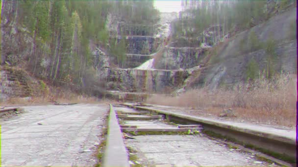 Efecto Fallo Técnico Está Nevando Cantera Urales Rusia Vídeo Ultrahd — Vídeo de stock