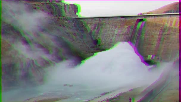 Glitch Effekt Kirov Reservoar Dammen Byggd 1965 1975 Valley Talas — Stockvideo