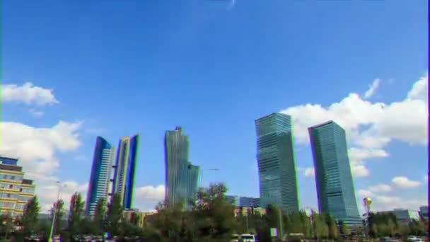 Effetto Glitch Grattacieli Astana Kazakistan Time Lapse Nur Sultan Video — Video Stock