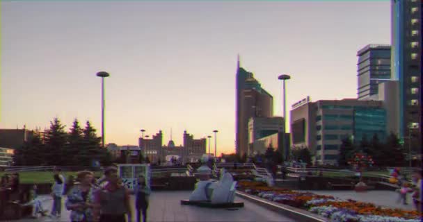 Glitch Effekt Astana Kazakstan Augusti 2016 Nya Astana Färgglada Lampor — Stockvideo