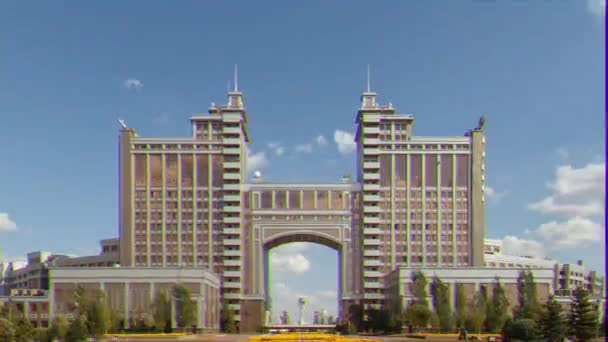 Astana Kazakhstan Setembro 2016 Kazmunaygas Sede Vista Bayterek Arco Timelapse — Vídeo de Stock