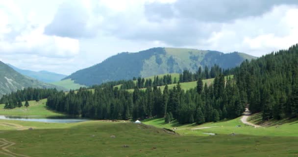 Glitch Effekt Sjön Bergen Chon Suu Grigoriev Gorge Issyk Kul — Stockvideo