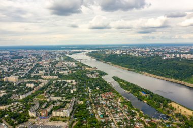 Nizhny Novgorod şehrinin panoraması, Rusya. Havadan görünüm. Tamam