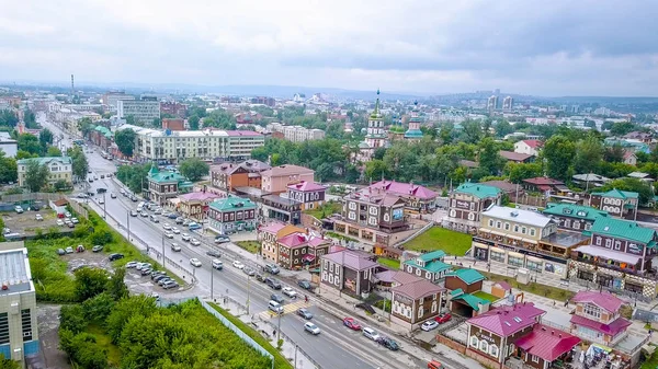 Russland, irkutsk - 26. juli 2018: 130. quartal (auch irkutsk siedlung), irkutsk, russland, von dron — Stockfoto