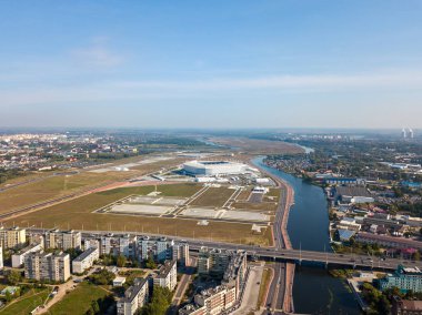 Rusya. Kaliningrad Panoraması havadan. Stadyum görünümü