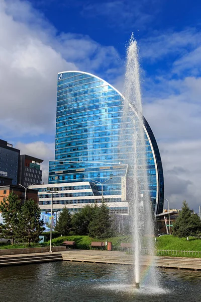 Mongolia, Ulaanbaatar - August 08, 2018: The Blue Sky Hotel and — Stock Photo, Image