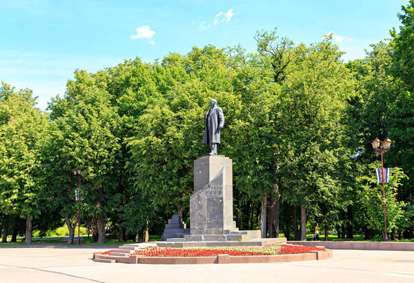Veliky Novgorod, Russia - June 19, 2019: Monument to V.I. Lenin 