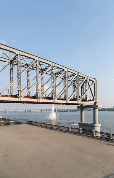 Russia, Novosibirsk. Railway Bridge. Fragment of the first railw