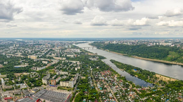 Nizhny Novgorod şehrinin panoraması, Rusya. Havadan görünüm. Tamam — Stok fotoğraf