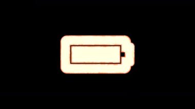 Sembol pil tam şeffaflık dışarı yanar, sonra tekrar yanar. Alfa kanal Premultiplied - siyah renk ile mat