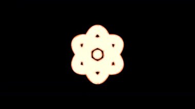Sembol atom şeffaflıktan yanar, sonra tekrar yanar. Alfa kanal Premultiplied - siyah renk ile mat