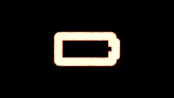 Batteria simbolo vuoto brucia per trasparenza, poi brucia di nuovo. Alpha canale Premoltiplicato - Opaco con il colore nero — Video Stock