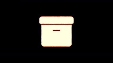 Sembol arşiv kutusu saydamlıktan yanar, sonra tekrar yanar. Alfa kanal Premultiplied - siyah renk ile mat