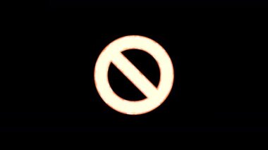 Sembol yasağı şeffaflıktan yanar, sonra tekrar yanar. Alfa kanal Premultiplied - siyah renk ile mat