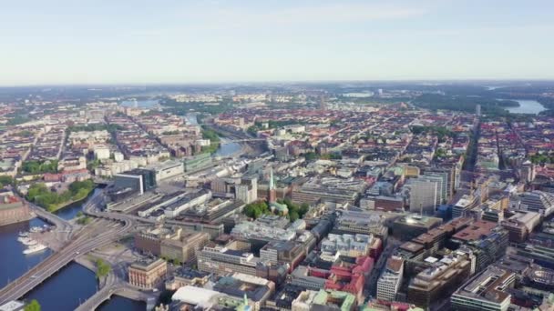 Стокгольм, Швеция Панорамный вид с воздуха на центр города. 4K — стоковое видео