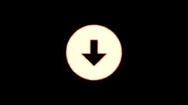 Sembol ok çemberi aşağı saydamlık tan yanar, sonra tekrar yanar. Alfa kanal Premultiplied - siyah renk ile mat