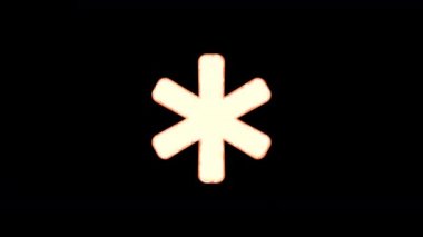 Sembol yıldız saydamlığı ndan yanar, sonra tekrar yanar. Alfa kanal Premultiplied - siyah renk ile mat