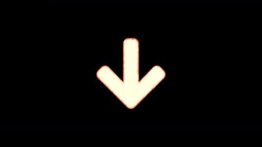 Sembol ok aşağı saydamlık tan yanar, sonra tekrar yanar. Alfa kanal Premultiplied - siyah renk ile mat