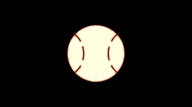 Sembol beyzbol topu şeffaflıktan yanar, sonra tekrar yanar. Alfa kanal Premultiplied - siyah renk ile mat