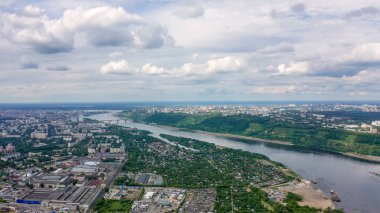 Nizhny Novgorod şehrinin panoraması, Rusya. Havadan görünüm. Tamam