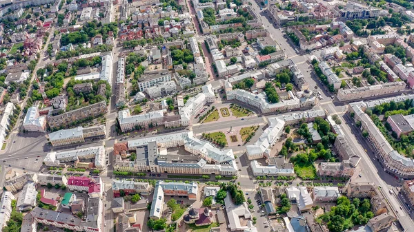 Panorama der stadt tver, russland. Luftaufnahme. lenin square, von der Drohne — Stockfoto